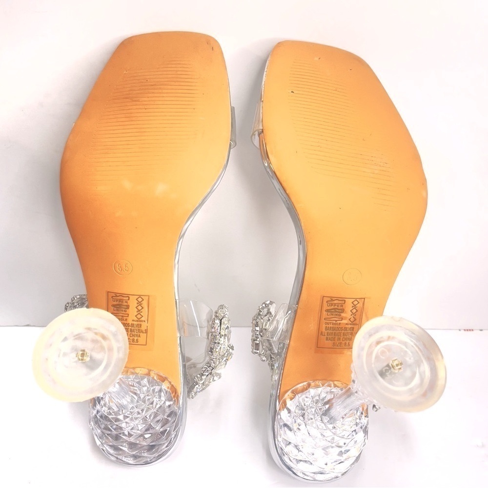 Azalea Wang Barbados-Nude Block Heel Sandals Size 8.5 - Picture 7 of 8